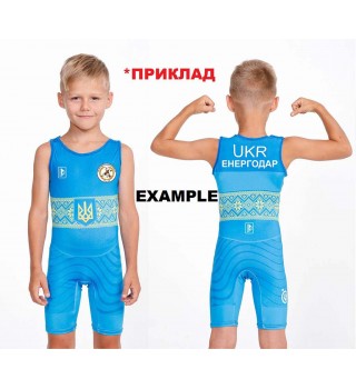 Club wrestling singlet for children with a pattern